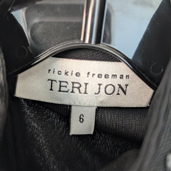 Black Ruched Statement Dress (Beaded Collar, Bell Sleeves) - Picture 6 of 6